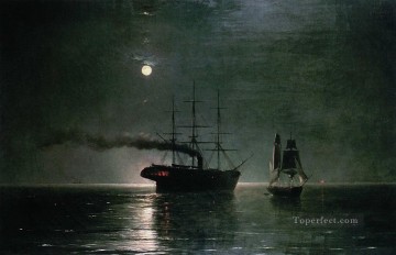 Landscapes Painting - Ivan Aivazovsky ships in the stillness of the night Seascape